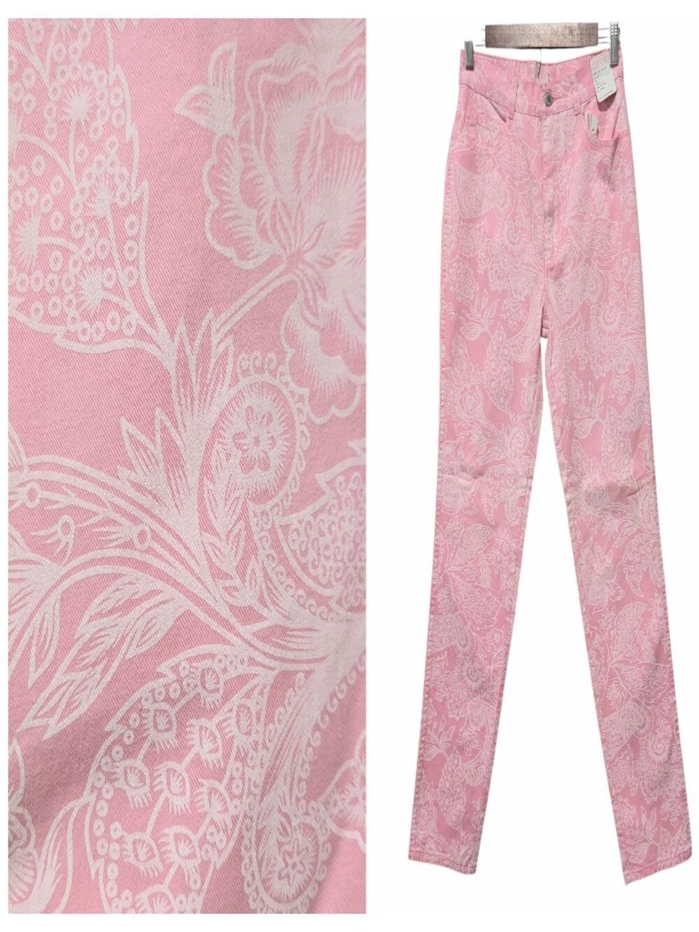 Vintage Jordache Jr Womens NWT Sz 9 Pink Floral Paisley High Rise Straight Jeans